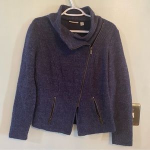 Halogen wool blend blue asymmetrical motto jacket small